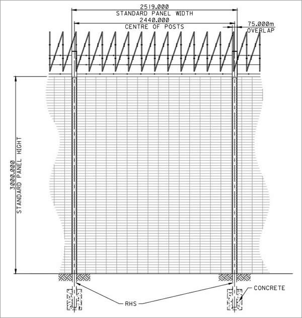 Anti climbing 358 secure welded mesh panel fence with standard size 3x2.519m